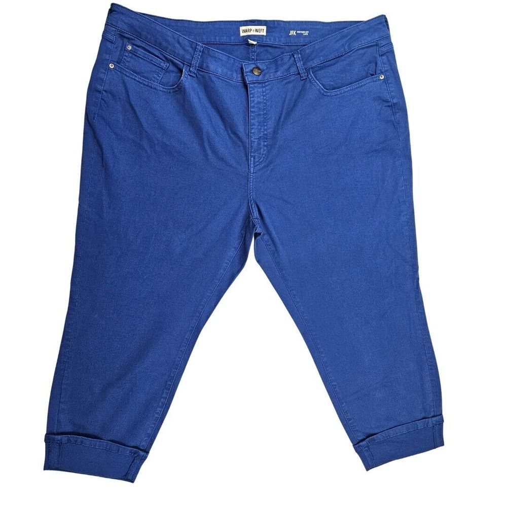 Warp + Weft Women 24x24 Blue JFK New York City Cuffed Capri Pants